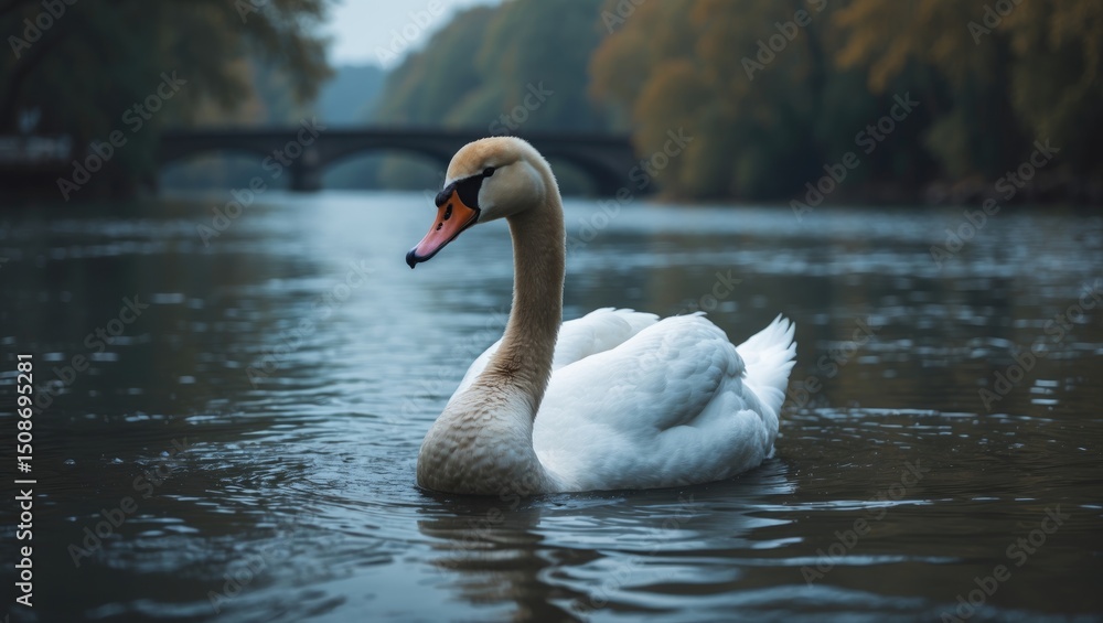 Fototapeta premium A swan in the river