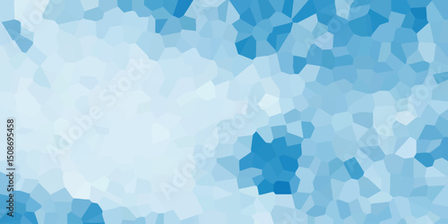 Abstract mosaic pattern featuring a serene gradient of blue and white tones creating a calming and visually appealing artistic composition.