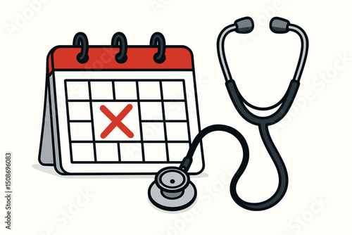 Medical appointment calendar scheduling healthcare reminder stethoscope doctor visit clinical consultation booking patient care management planning missed cancelled concept