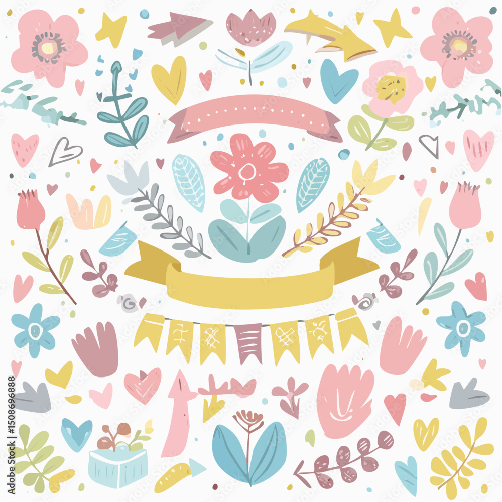 Vector Sticker Set for Bullet Journal with Decorative Elements and Hand-Drawn Style Vector Sticker Set for Bullet Journal with Decorative Elements and Hand-Drawn Style