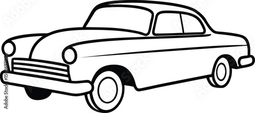Canvastavla Vintage American Car Line Art 1950s Classic Vehicle Illustration
