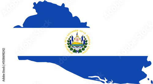 Quadro su tela El Salvador national flag map with country boundary shape (Web Mercator projecti