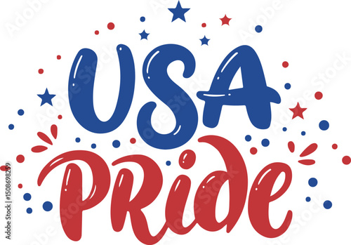 usa pride text on white background