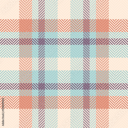 Elegant herringbone plaid pattern in soft pastel hues.  Perfect for textile design, fashion, or website backgrounds.  This subtle yet stylish design evokes feelings of warmth and comfort.