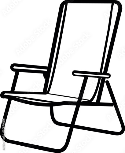 Black outline drawing of a folding chair. Vector illustration