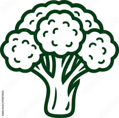 of broccoli in green outline. Vector illustration