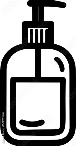 Black and white illustration of a liquid soap dispenser icon. Vector illustration