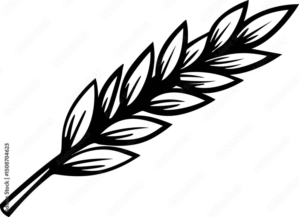 Obraz premium Black and white illustration of a stylized wheat ear design element. Vector illustration