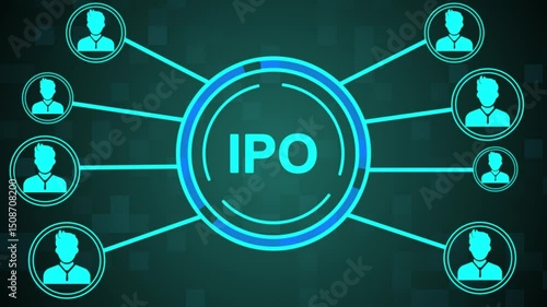 Businessman presses button ipo initial public offering icon. business quality animation . team work business animation .