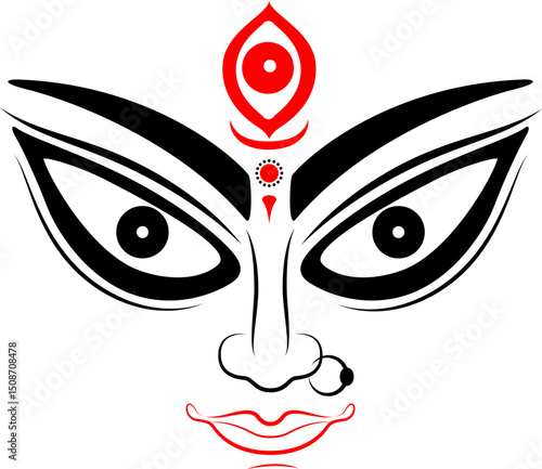 Goddess Durga in Happy Durga Puja Subh Navratri Indian religious header banner background
