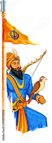 Happy Guru Gobind Singh Jayanti festival for Sikh celebration