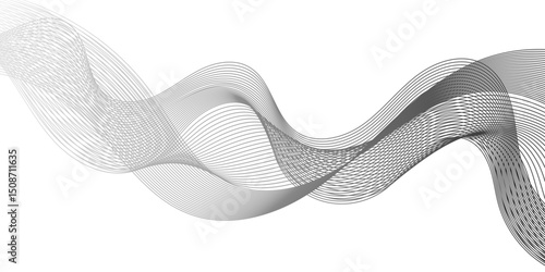  Abstract wave line for banner, wallpaper background with wave design. Abstract business wave curve lines .Abstract grey smooth element swoosh speed wave modern stream background. 
