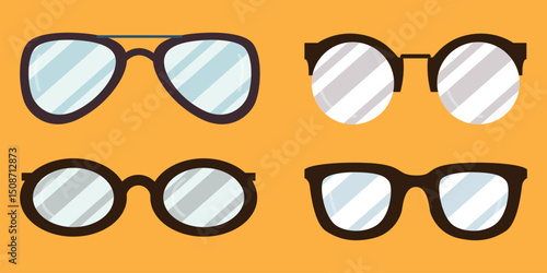 Stylish Sunglasses Vector Set – Flat Design Eyewear Collection with Different Frame Shapes
