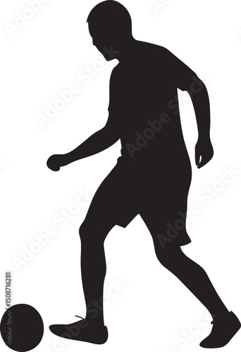 Soccer Silhouette: A dynamic silhouette of a soccer player dribbling the ball, showcasing the energy and skill of the sport.