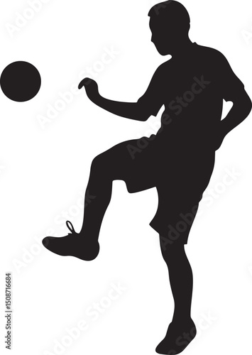 Silhouette of Soccer Player Juggling: A dynamic silhouette of a soccer player skillfully juggling a ball, showcasing athleticism and agility.