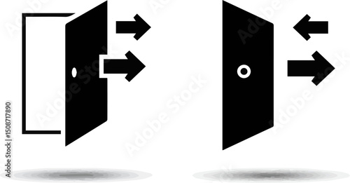 Create a kinds of Login and logout icons. Set of sign out, Sign in vector icon. Open and close door symbol. Black exit and enter arrow,  vector art color with white background.