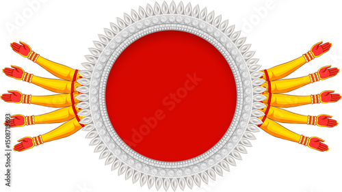 Goddess Durga in Happy Durga Puja Subh Navratri Indian religious header banner background