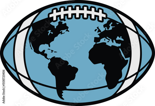 World map integrated into a football rugby