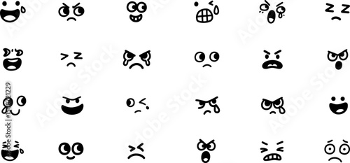 vector style character expressions, for stickers, kids content and various project	