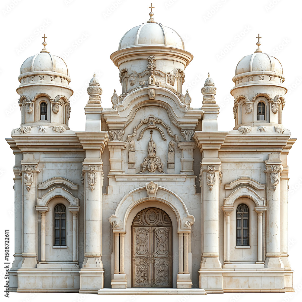 Obraz premium 3D front view illustration of a Church of Saint Nicholas Spain monument isolated on a white transparent background