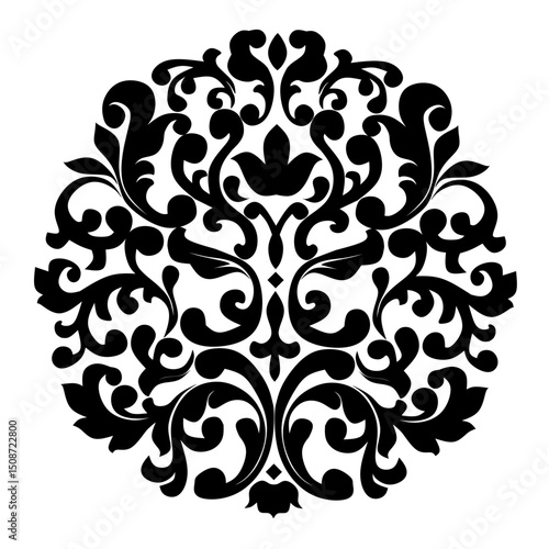 Elegant Damask Mandala Ornament - Transparent Vector