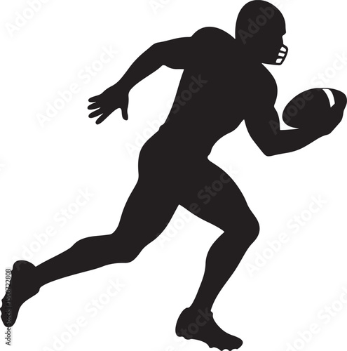 Football Silhouette: A dynamic silhouette of a football player in action, showcasing speed, agility, and the thrill of the game. Capturing the essence of athletic prowess and competitive spirit.