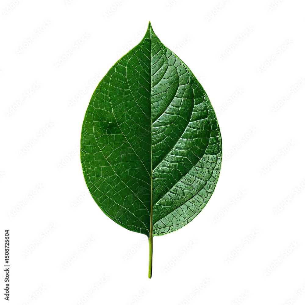 Fototapeta premium Green Leaf, Isolated Transparent Background, Minimalist Design Element