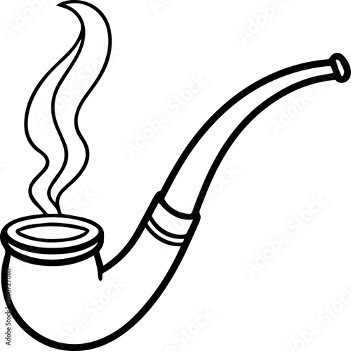 smoking pipe outline coloring book page vector illustration line art