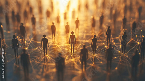 professional social network concept connected human figures representing business relationships and networking