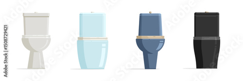 Toilet vector flat set icon