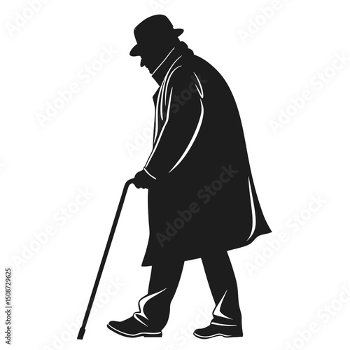 Silhouette of an Elderly Man