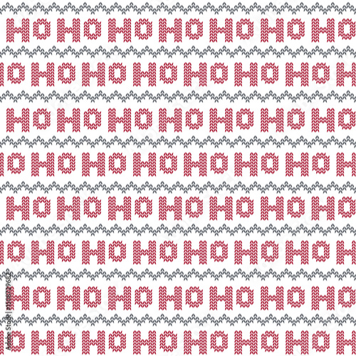Seamless Christmas Pattern With Chevron And Hohoho Text For Gift Wrap And Fabric Print
