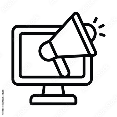 Infomercial Vector outline icon. Eps 10 file