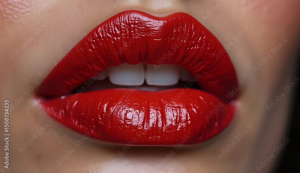 Obraz premium Glossy Red Lips Macro