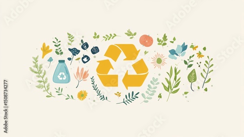 vector infographic showing sustainable lifestyle, recycling, renewable energy, tree planting, water saving, flat design, pastel color palette