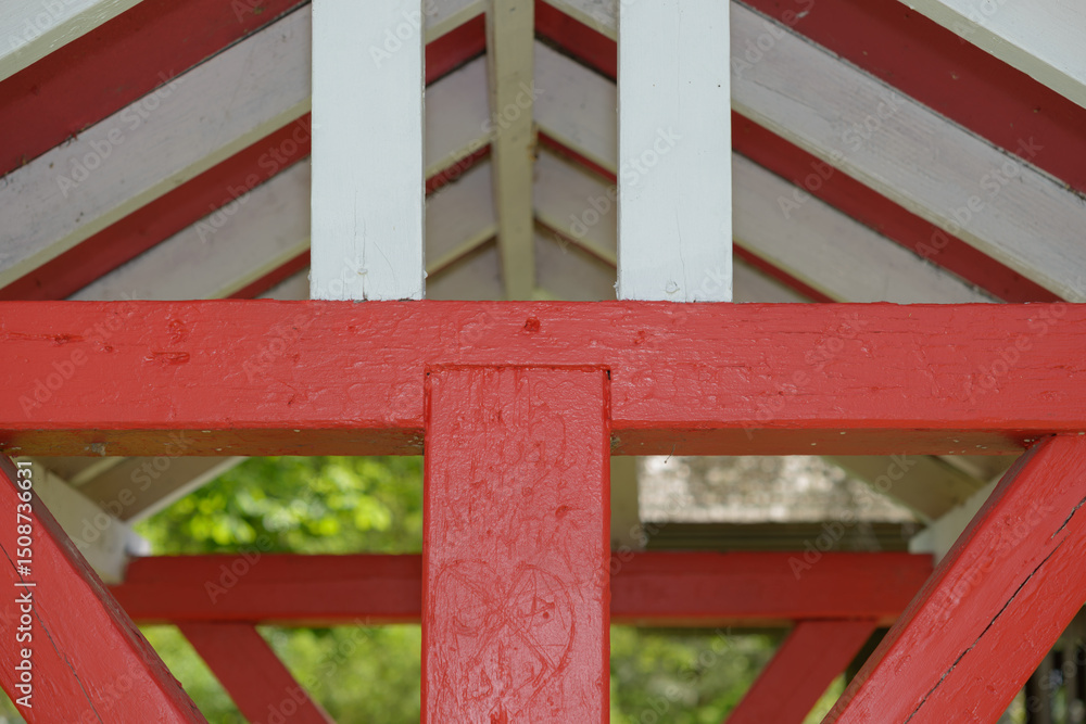 red and white wood structure red and white wood structure