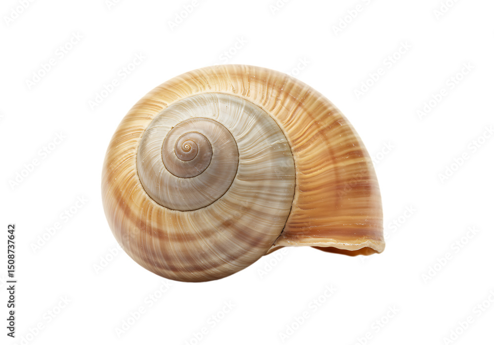 Close up image of a spiral seashell Isolated on transparent background