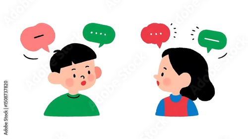 아동 간의 언어 교류 장면 일러스트 AI 생성