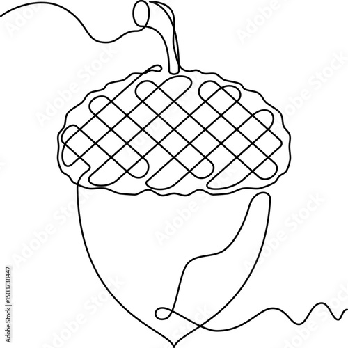 one line art Oak Nut vector illustration. line art, one continuous line, simple, hand drawn and sketch style. for icons, symbols, signs or logos. PNG