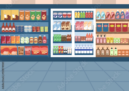 Illustration of a grocery supermarket for shopping that sells food, drinks, and daily needs