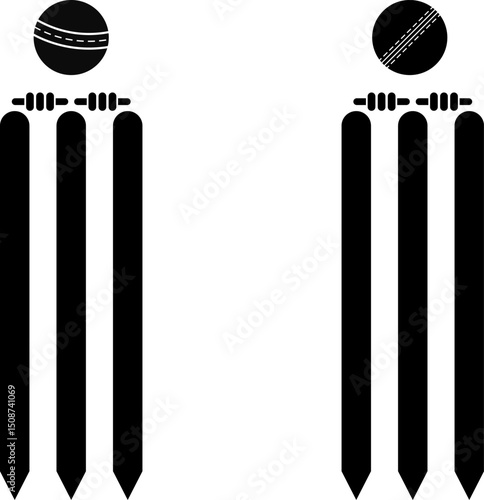 Cricket ball stump bails icon.  Cricket Wickets element. Sports concept. equipment for playing cricket. agricultural field
