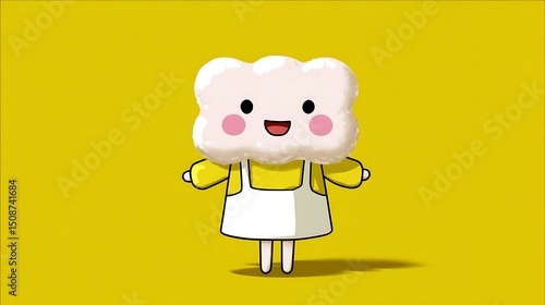 귀여운 구름 젤리 캐릭터의 발랄한 모습 일러스트 AI 생성