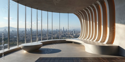 Wallpaper Mural Modern Architectural Interior with Cityscape View Torontodigital.ca