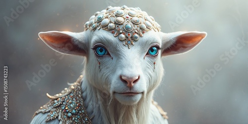 Wallpaper Mural Mystical White Goat with Ornate Jewelry and Blue Eyes Torontodigital.ca