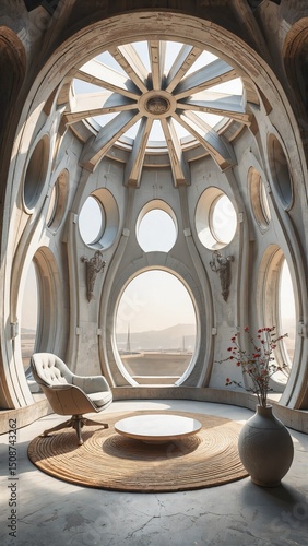 Wallpaper Mural Modern Interior with Circular Windows and Dome Ceiling Torontodigital.ca