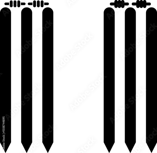 cricket stump bails icon set. Sports concept. equipment for playing cricket. agricultural field
