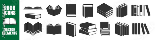 Book icons set isolated on transparent background. Simple book symbol