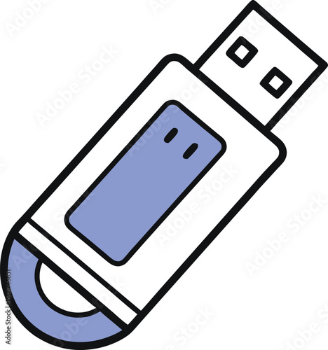 Outline icon of a USB flash drive, also known as a thumb drive or pen drive, used for storing and transferring data