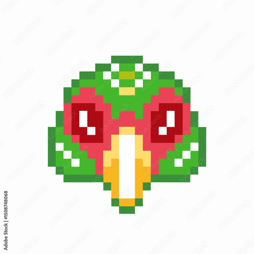 Pixel art parrot head colorful digital design, retro gaming illustration Pixel art parrot head colorful digital design, retro gaming illustration