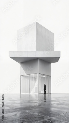 Modern Minimalist Architecture with Geometric Design and Glass Facade